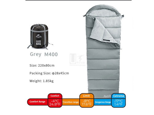 Túi ngủ có mũ trùm đầu NatureHike NH20MSD02 M180 Xám